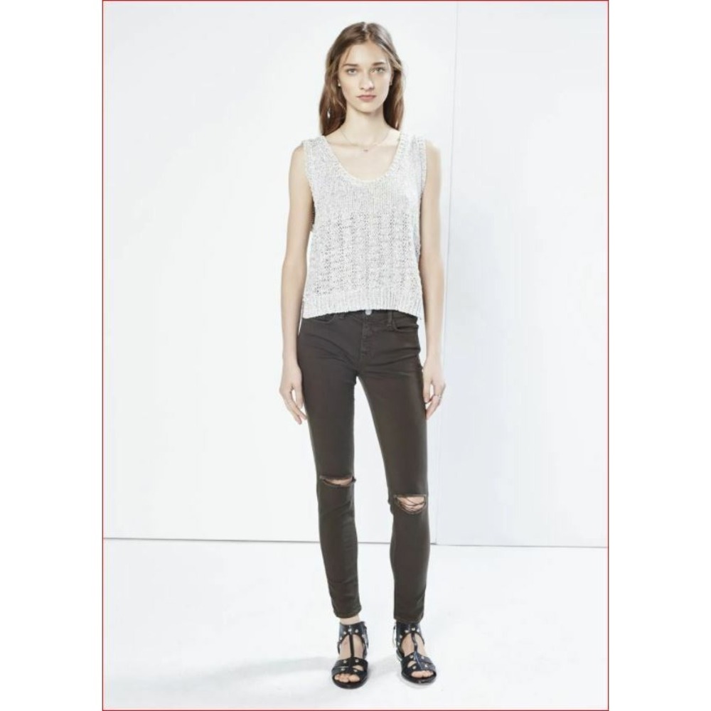 Rebecca Minkoff Thompson Mid Rise Skinny Jeans Army Green 26 SU154010